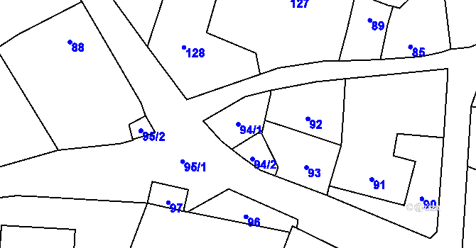 Parcela st. 94/1 v KÚ Vlaštovičky, Katastrální mapa