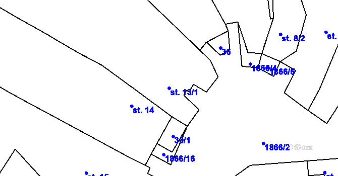 Parcela st. 13/1 v KÚ Vlčatín, Katastrální mapa