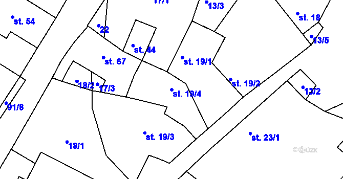 Parcela st. 19/4 v KÚ Vlčatín, Katastrální mapa