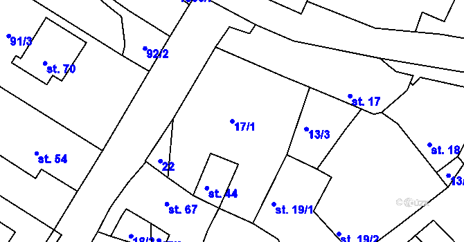 Parcela st. 17/1 v KÚ Vlčatín, Katastrální mapa