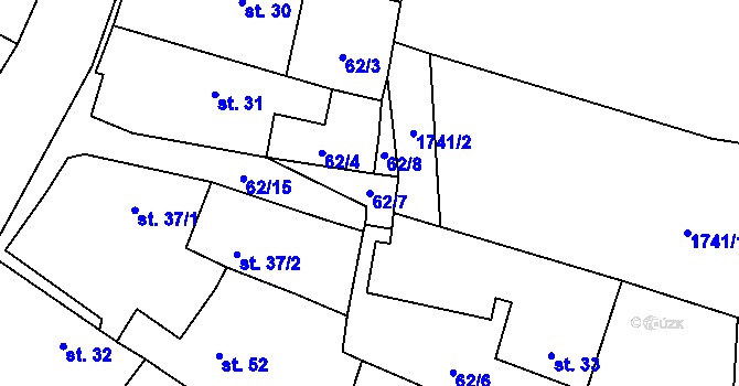 Parcela st. 62/7 v KÚ Vlčatín, Katastrální mapa