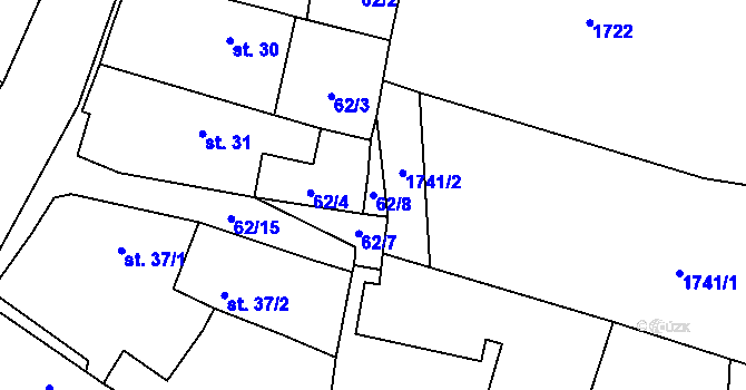 Parcela st. 62/8 v KÚ Vlčatín, Katastrální mapa