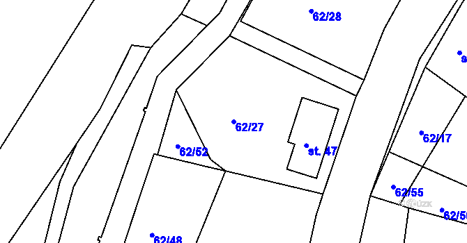 Parcela st. 62/27 v KÚ Vlčatín, Katastrální mapa