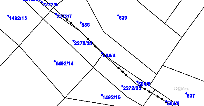 Parcela st. 504/4 v KÚ Vlčatín, Katastrální mapa