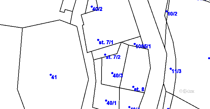 Parcela st. 7/2 v KÚ Vlčetín, Katastrální mapa