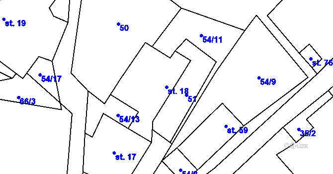 Parcela st. 18 v KÚ Vlčetín, Katastrální mapa
