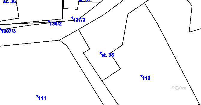 Parcela st. 35 v KÚ Vlčetín, Katastrální mapa
