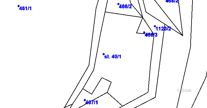 Parcela st. 40/1 v KÚ Vlčetín, Katastrální mapa