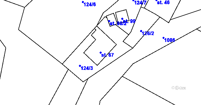 Parcela st. 67 v KÚ Vlčetín, Katastrální mapa