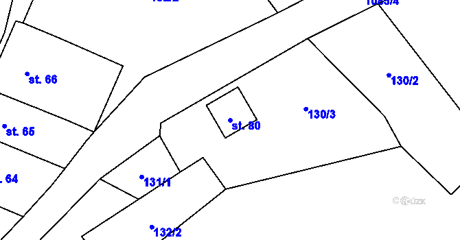 Parcela st. 80 v KÚ Vlčetín, Katastrální mapa
