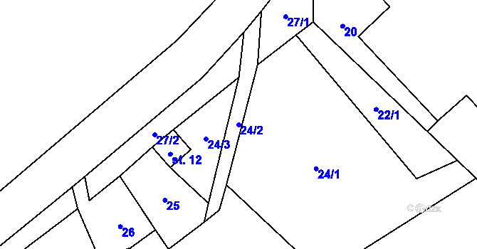 Parcela st. 24/2 v KÚ Vlčetín, Katastrální mapa
