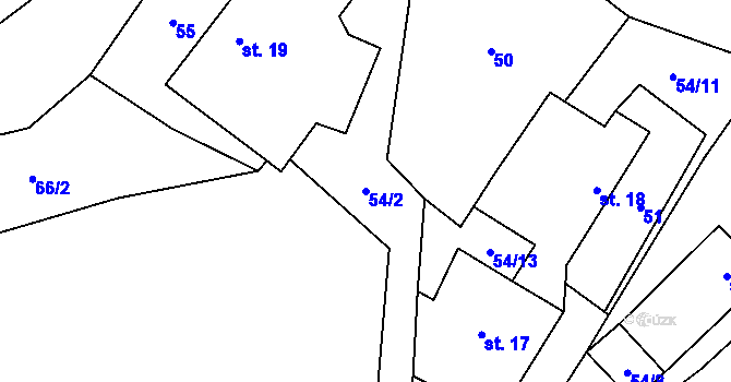 Parcela st. 54/2 v KÚ Vlčetín, Katastrální mapa