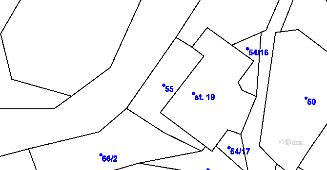 Parcela st. 55 v KÚ Vlčetín, Katastrální mapa