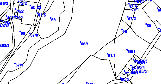 Parcela st. 66/1 v KÚ Vlčetín, Katastrální mapa