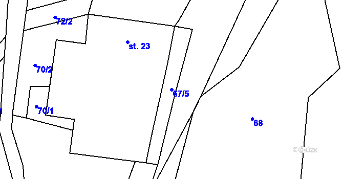 Parcela st. 67/5 v KÚ Vlčetín, Katastrální mapa