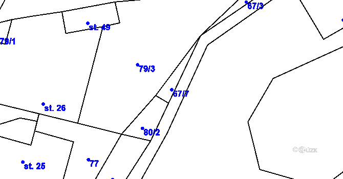 Parcela st. 67/7 v KÚ Vlčetín, Katastrální mapa