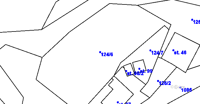 Parcela st. 124/6 v KÚ Vlčetín, Katastrální mapa