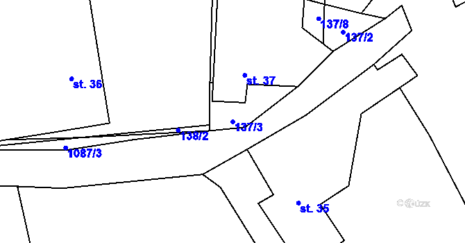 Parcela st. 137/3 v KÚ Vlčetín, Katastrální mapa