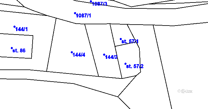 Parcela st. 144/2 v KÚ Vlčetín, Katastrální mapa