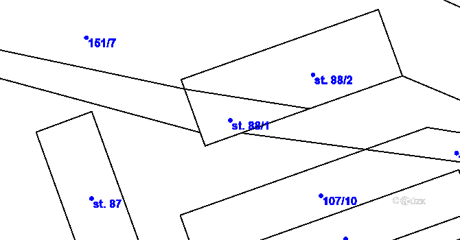 Parcela st. 88/1 v KÚ Vlčetín, Katastrální mapa