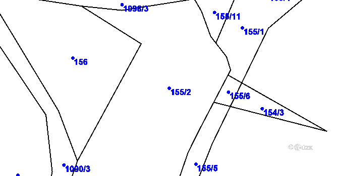 Parcela st. 155/2 v KÚ Vlčetín, Katastrální mapa