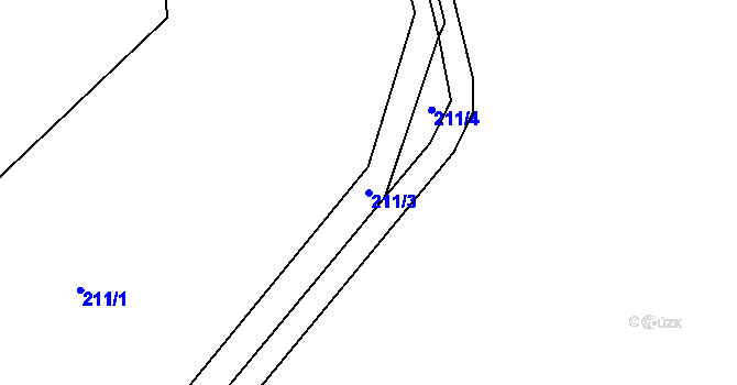 Parcela st. 211/3 v KÚ Vlčetín, Katastrální mapa