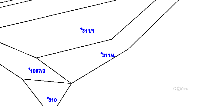 Parcela st. 311/4 v KÚ Vlčetín, Katastrální mapa