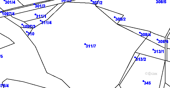 Parcela st. 311/7 v KÚ Vlčetín, Katastrální mapa