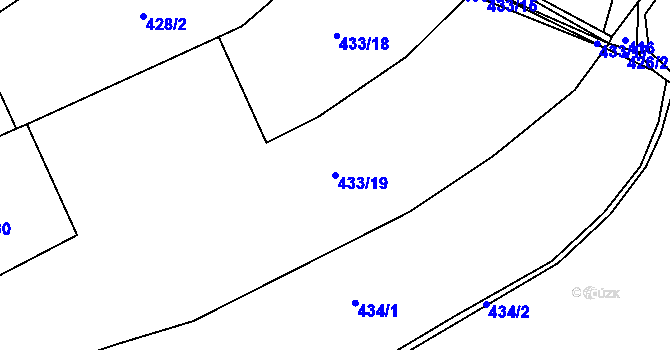 Parcela st. 433/19 v KÚ Vlčetín, Katastrální mapa