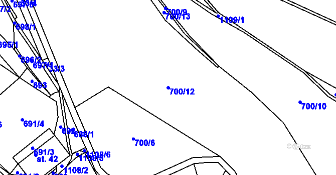 Parcela st. 700/12 v KÚ Vlčetín, Katastrální mapa