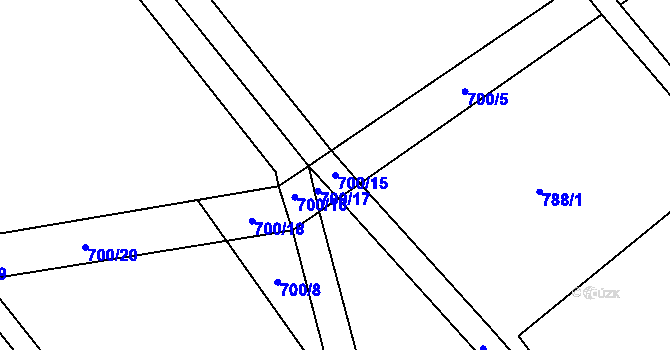Parcela st. 700/15 v KÚ Vlčetín, Katastrální mapa