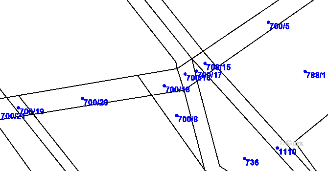 Parcela st. 700/18 v KÚ Vlčetín, Katastrální mapa