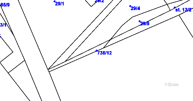 Parcela st. 738/12 v KÚ Vlčetín, Katastrální mapa
