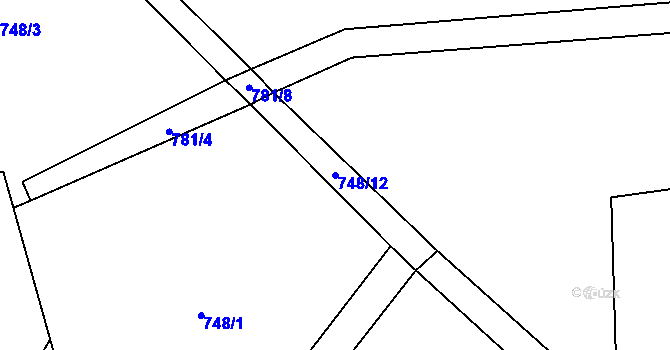 Parcela st. 748/12 v KÚ Vlčetín, Katastrální mapa