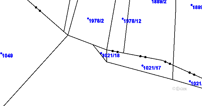Parcela st. 1021/18 v KÚ Vlčetín, Katastrální mapa