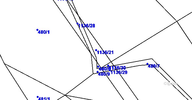 Parcela st. 1136/21 v KÚ Vlčetín, Katastrální mapa