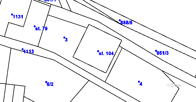 Parcela st. 104 v KÚ Vlčetín, Katastrální mapa