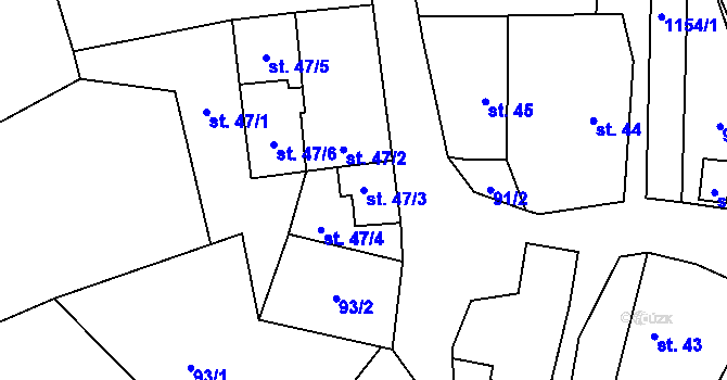 Parcela st. 47/3 v KÚ Vlčeves, Katastrální mapa