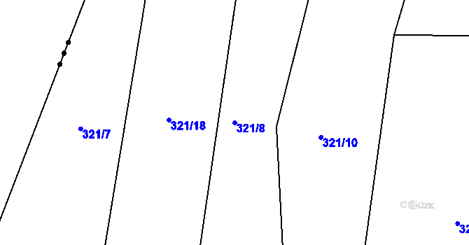 Parcela st. 321/8 v KÚ Vlčeves, Katastrální mapa