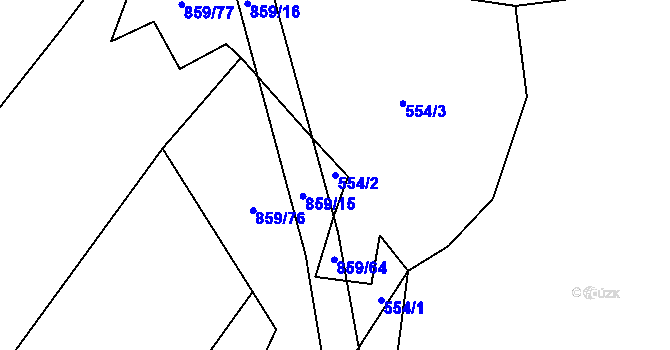 Parcela st. 554/2 v KÚ Vlčeves, Katastrální mapa