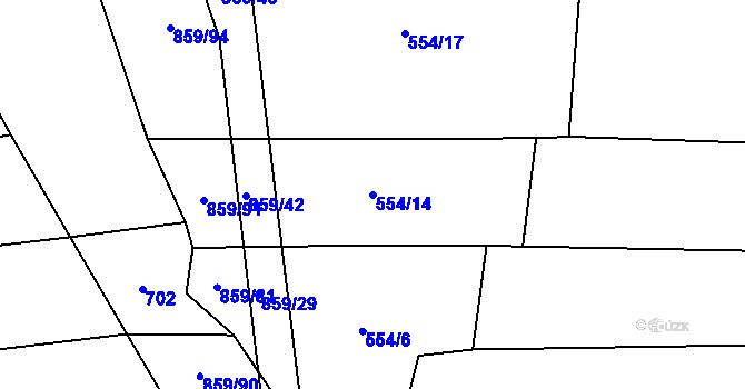 Parcela st. 554/14 v KÚ Vlčeves, Katastrální mapa
