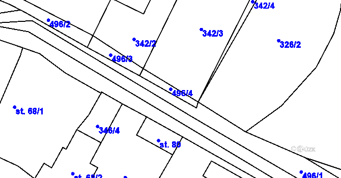 Parcela st. 496/4 v KÚ Vlčí, Katastrální mapa