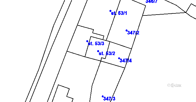 Parcela st. 53/2 v KÚ Vlčí, Katastrální mapa