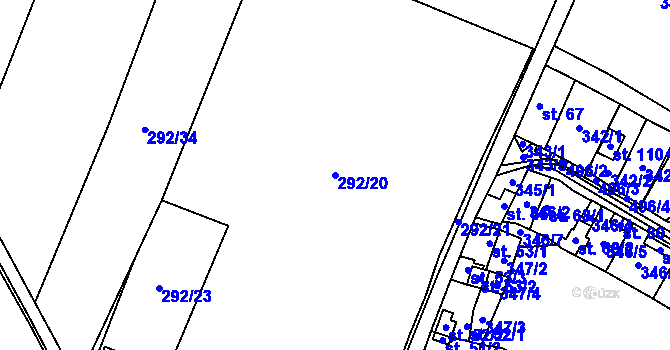 Parcela st. 292/20 v KÚ Vlčí, Katastrální mapa