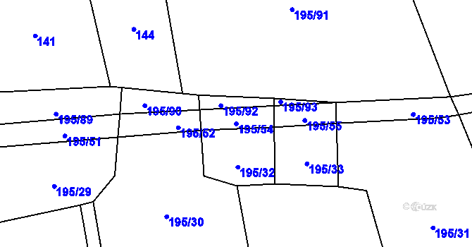Parcela st. 195/54 v KÚ Vlčí, Katastrální mapa