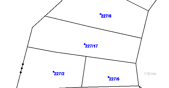 Parcela st. 227/17 v KÚ Vlčí, Katastrální mapa