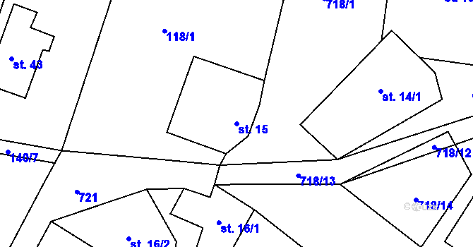 Parcela st. 15 v KÚ Heřmaničky u Dobranova, Katastrální mapa