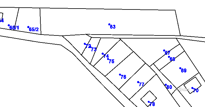 Parcela st. 74 v KÚ Vítkov u Dobranova, Katastrální mapa
