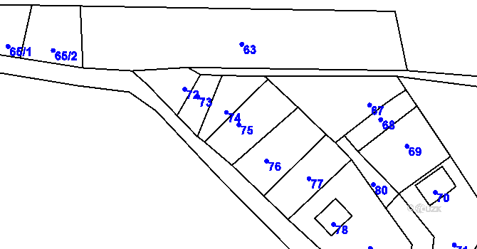 Parcela st. 75 v KÚ Vítkov u Dobranova, Katastrální mapa
