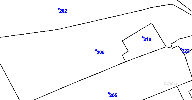 Parcela st. 206 v KÚ Vítkov u Dobranova, Katastrální mapa
